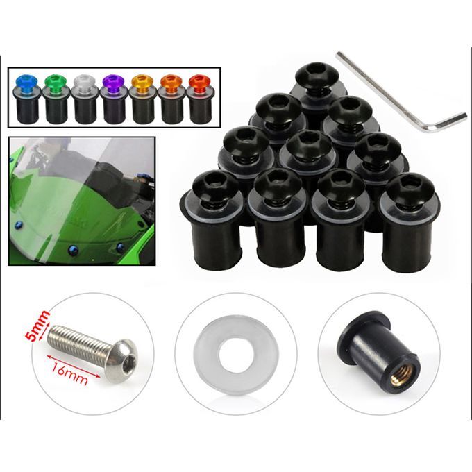 10 Pieces Universal Windscreen Windshield Bolts Screw Kit M5 5mm Green