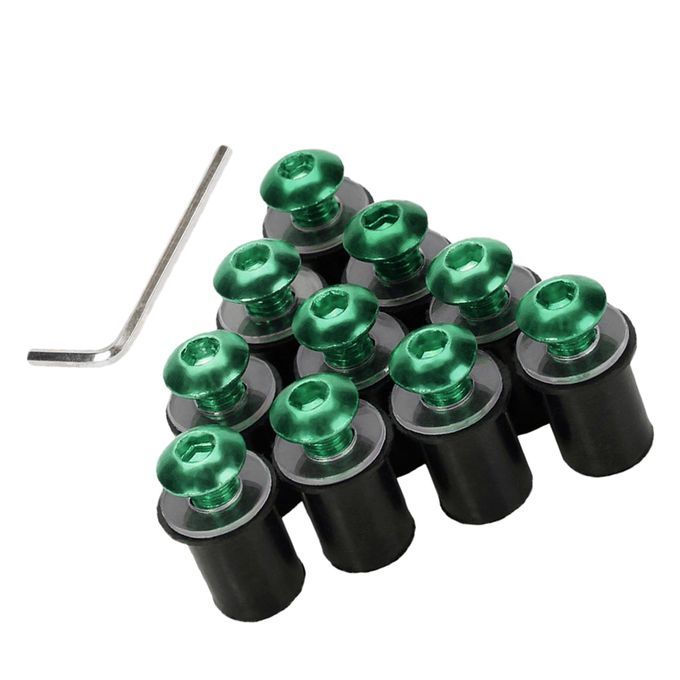 10 Pieces Universal Windscreen Windshield Bolts Screw Kit M5 5mm Green