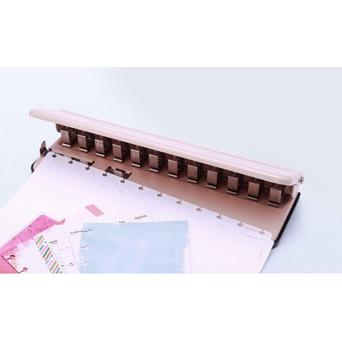 Desktop Hole Puncher Adjustable Punch Tool For A4 A5 A6 Light Orange
