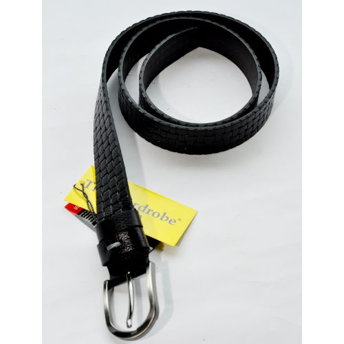 Pure Leather Men Matted Pattern Belt-black Mb-9619
