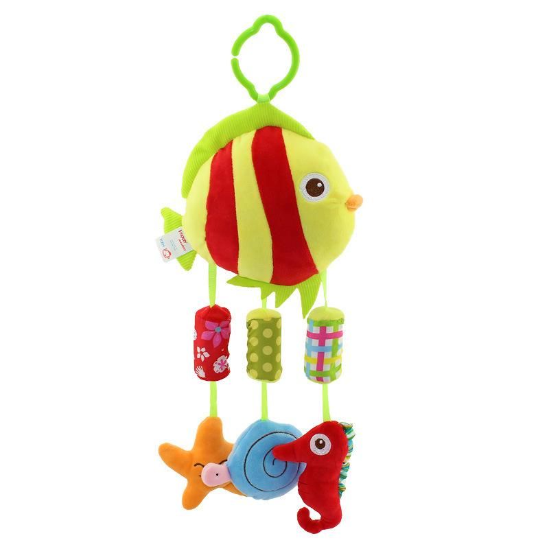 Newborn Baby Plush Handbells Stroller Rattles Toy Mobile Cartoon Animal Infant Crib Hanging Rattle Educational Toys