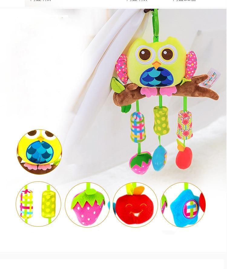 Newborn Baby Plush Handbells Stroller Rattles Toy Mobile Cartoon Animal Infant Crib Hanging Rattle Educational Toys