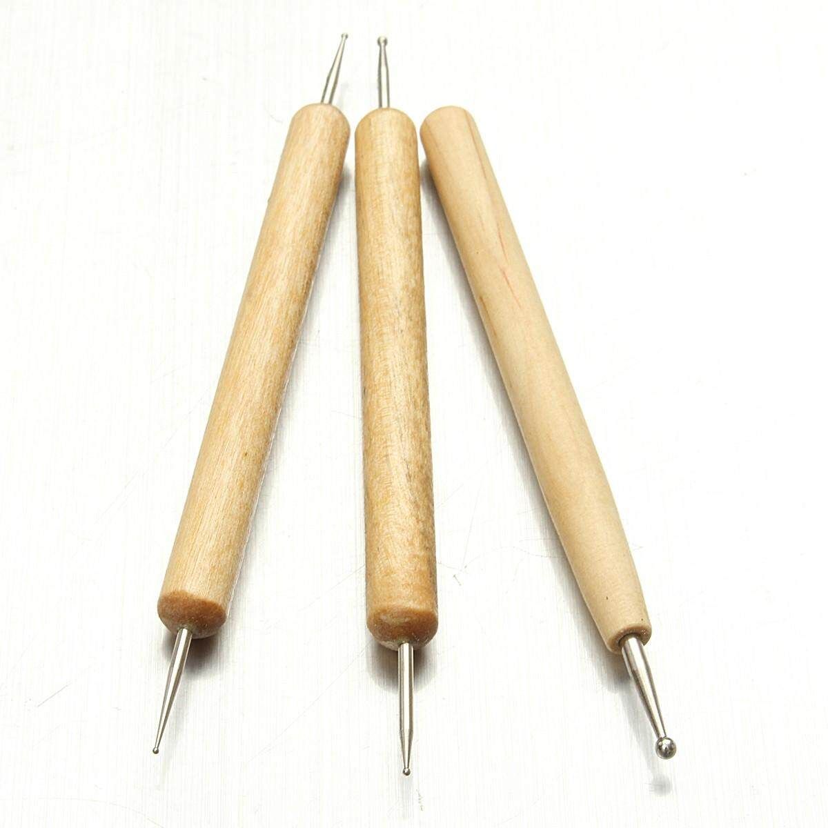 3Pcs/set Clay Sculpting Sculpt Smoothing Carving Pottery Ceramic Tools Polymer Shapers Modeling Carved Tool Wood Handle Set