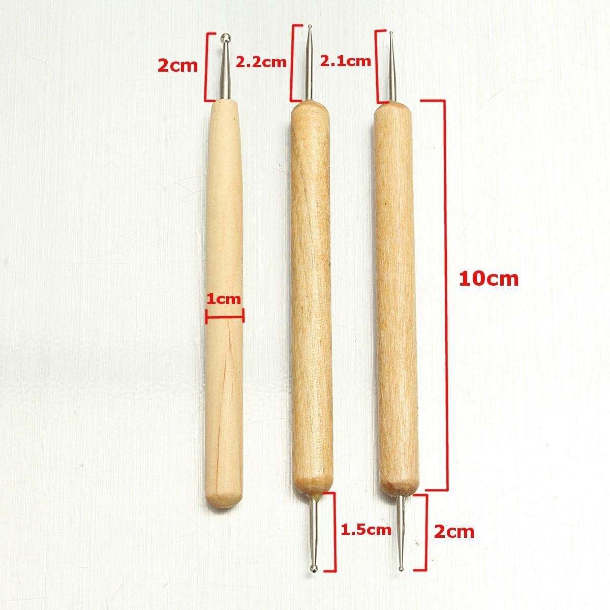 3Pcs/set Clay Sculpting Sculpt Smoothing Carving Pottery Ceramic Tools Polymer Shapers Modeling Carved Tool Wood Handle Set