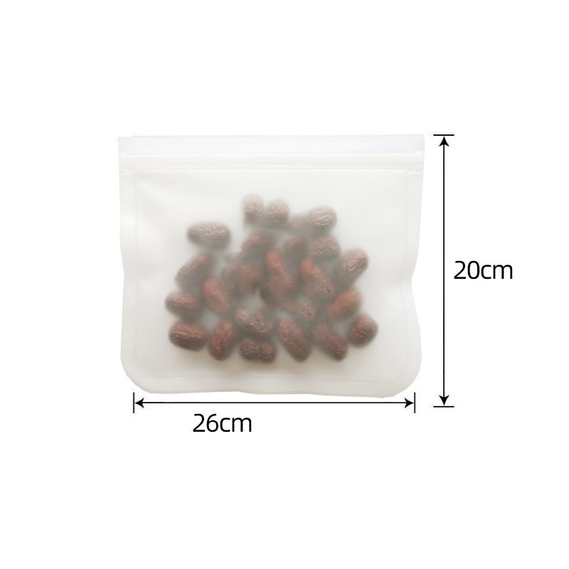 Silicone Food Storage Containers Reusable Food Storage Bags Lunch Bags Stand Up Zip Shut-L(26x20cm)