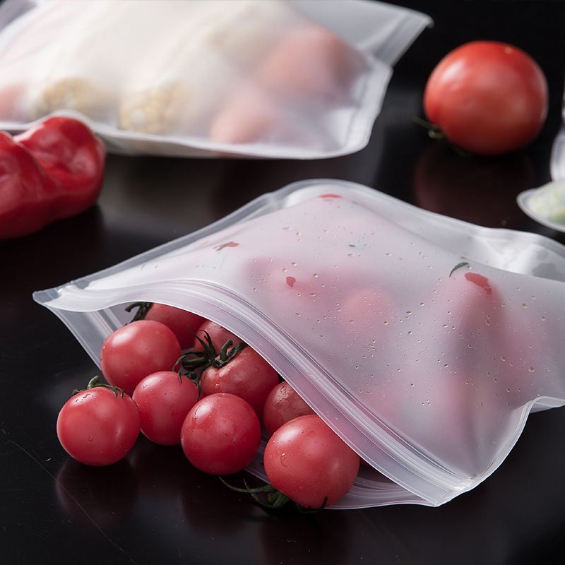 Silicone Food Storage Containers Reusable Food Storage Bags Lunch Bags Stand Up Zip Shut-L(26x20cm)
