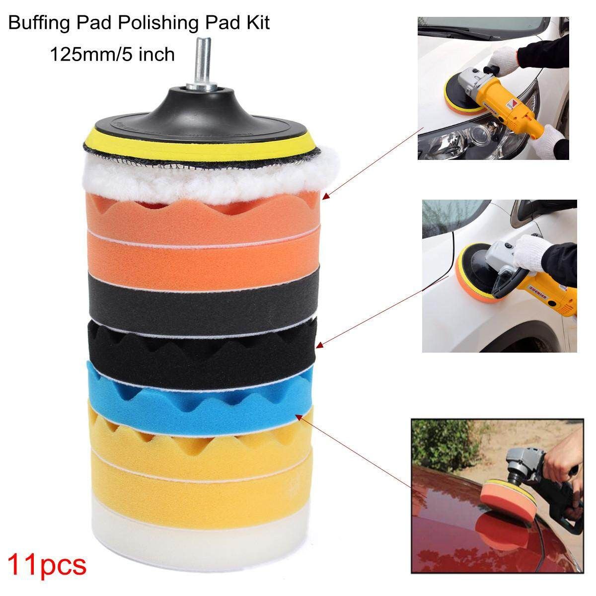 3 Set 5inch Sponge Polishing Buffing Waxing Pads Kit For Car Polisher + M14 Thread
