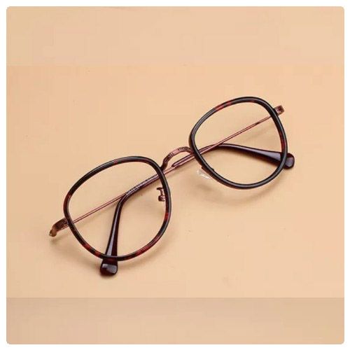 Red Leopard Print Prescriptionable Tr90 Titanium Steel Round Optical Eyeglasses