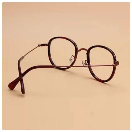 Red Leopard Print Prescriptionable Tr90 Titanium Steel Round Optical Eyeglasses