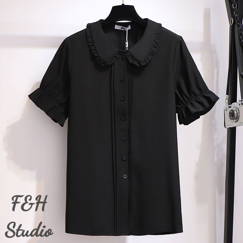 3576 2XL-6XL Plus Size Chiffon Lantern Sleeve Blouse