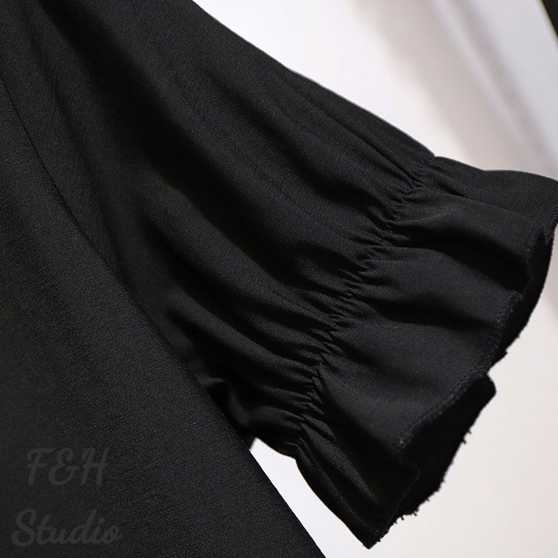 3576 2XL-6XL Plus Size Chiffon Lantern Sleeve Blouse