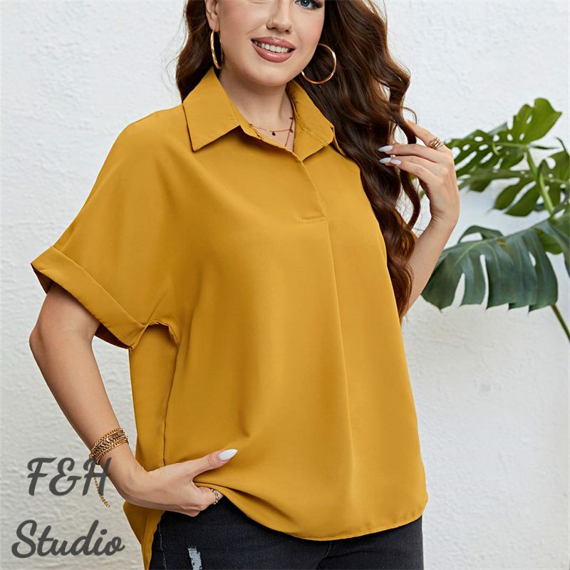 F&H 3413 XL-3XL Plus Size Short Sleeves Shirt Yellow