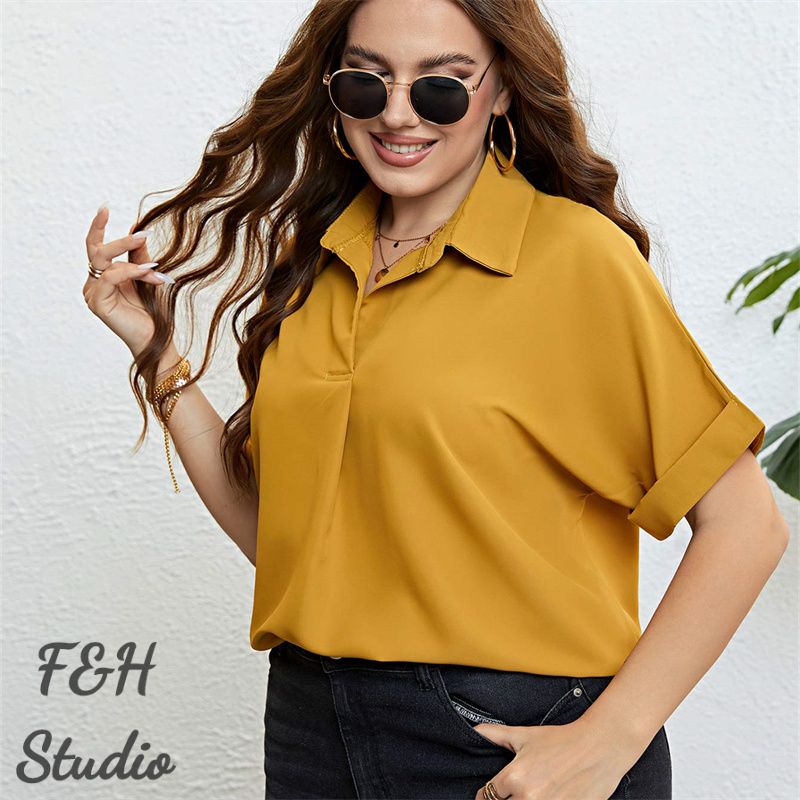 F&H 3413 XL-3XL Plus Size Short Sleeves Shirt Yellow