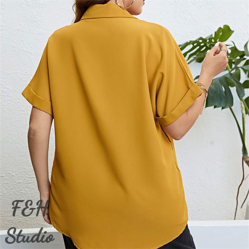 F&H 3413 XL-3XL Plus Size Short Sleeves Shirt Yellow