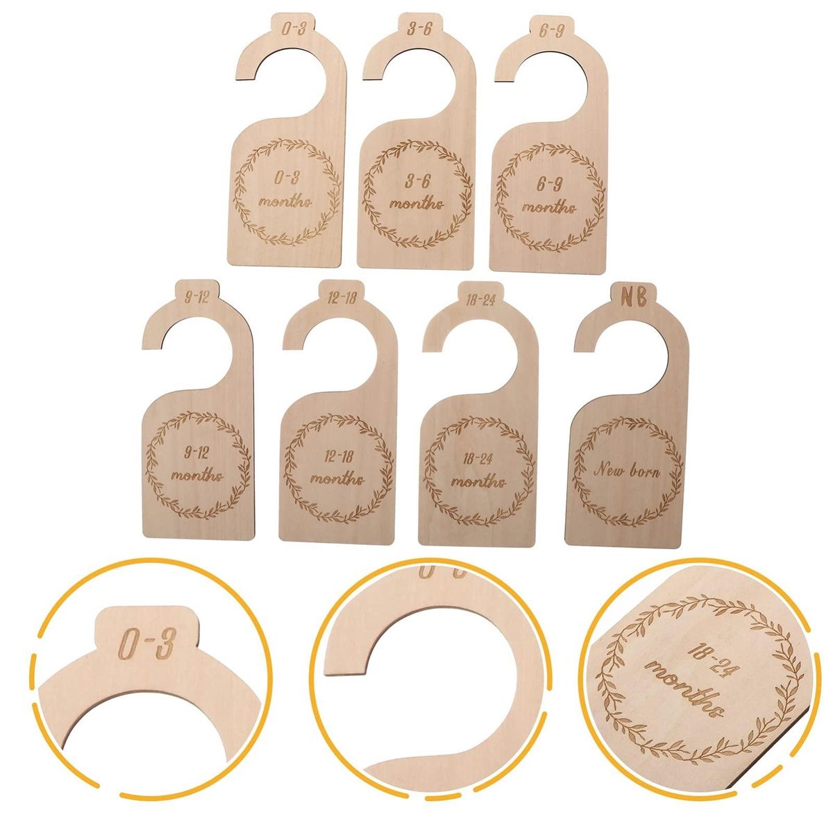7Pcs Wooden Baby Closet Divider,Upgrade NB to 24 Months