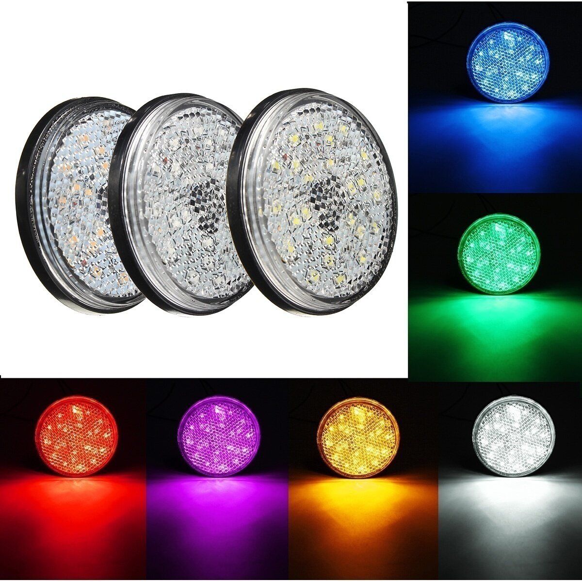 2 PCS Round Reflector LED Light Rear Tail Brake Stop Signal 12V For Toyota COROLLA Red Red (red)
