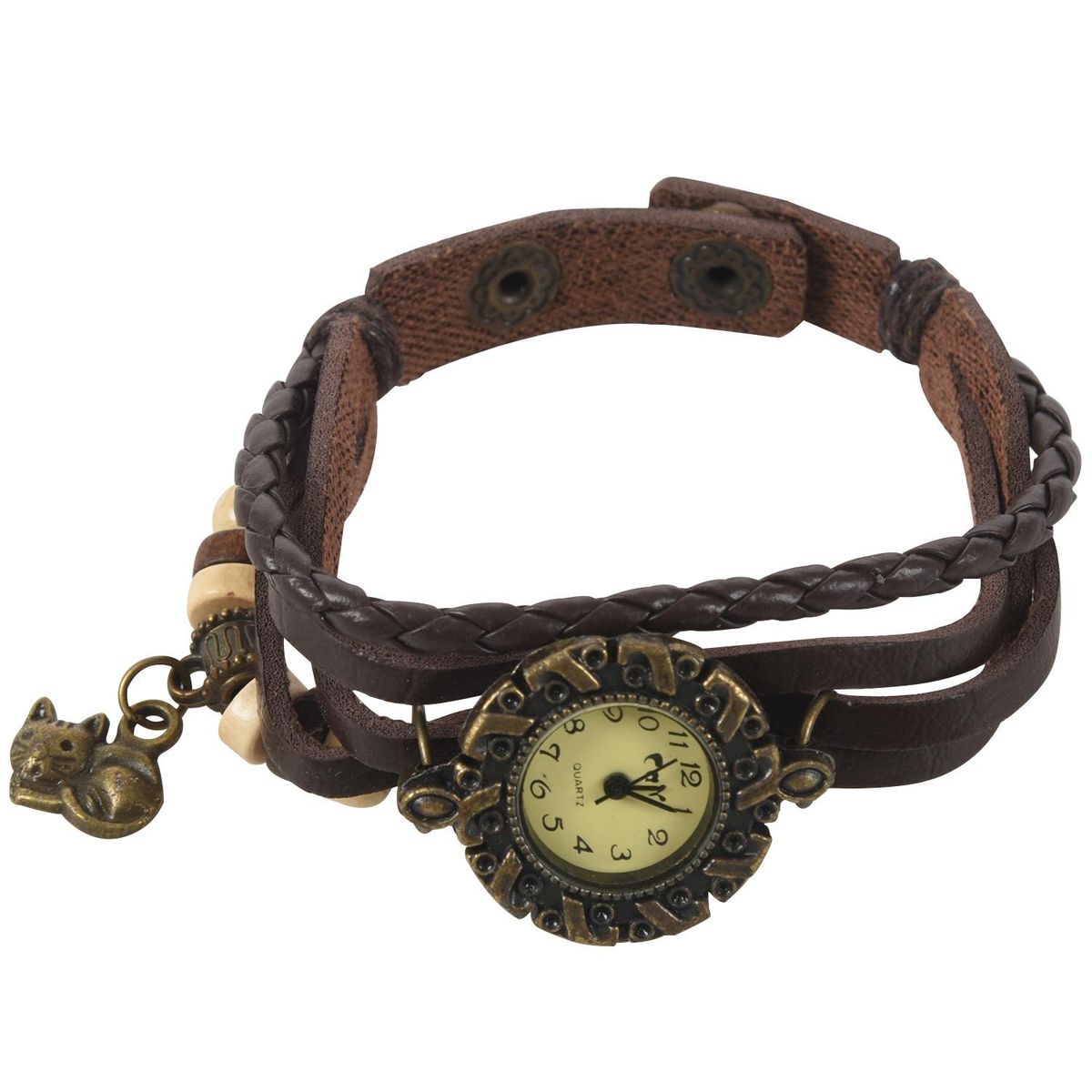 CAY Weaving Coils Vintage Leather Bracelet Ladies Watch (, B