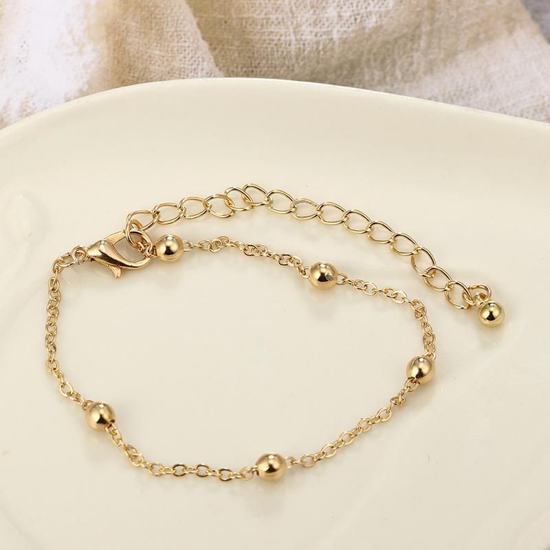 Feather Bangles for Women Gold Color Beads Chain Black Rope