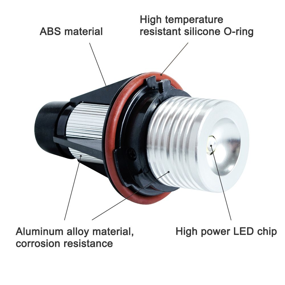 2Pcs LED Angel Eyes Marker Lights Bulbs For E39 E53 E60 E61 E63 E64 E65 E66 E87 525i 530i Xi 545i M5 Error Free 2*5W Red