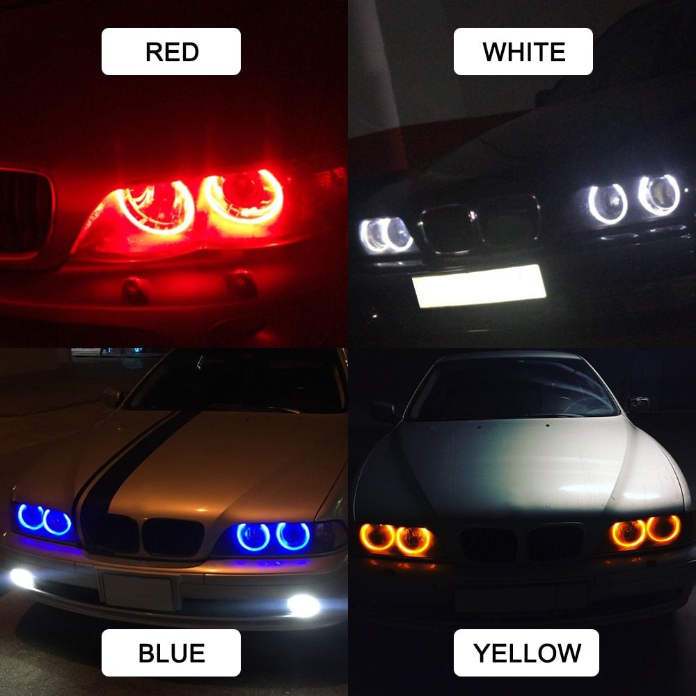 2Pcs LED Angel Eyes Marker Lights Bulbs For E39 E53 E60 E61 E63 E64 E65 E66 E87 525i 530i Xi 545i M5 Error Free 2*5W Red