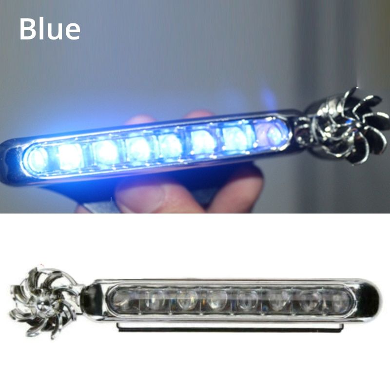 Wind Powered 8 LED Car Light External DRL Running Lights Headlight Fog Light Lamp Auto Daylight Wind Energy Without Wiring Blue