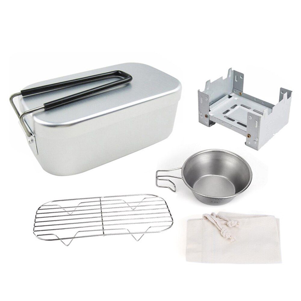 Outdoor Lunch Box Mini Cutting Board Combo Set With Mini Folding Stove Steaming Rack