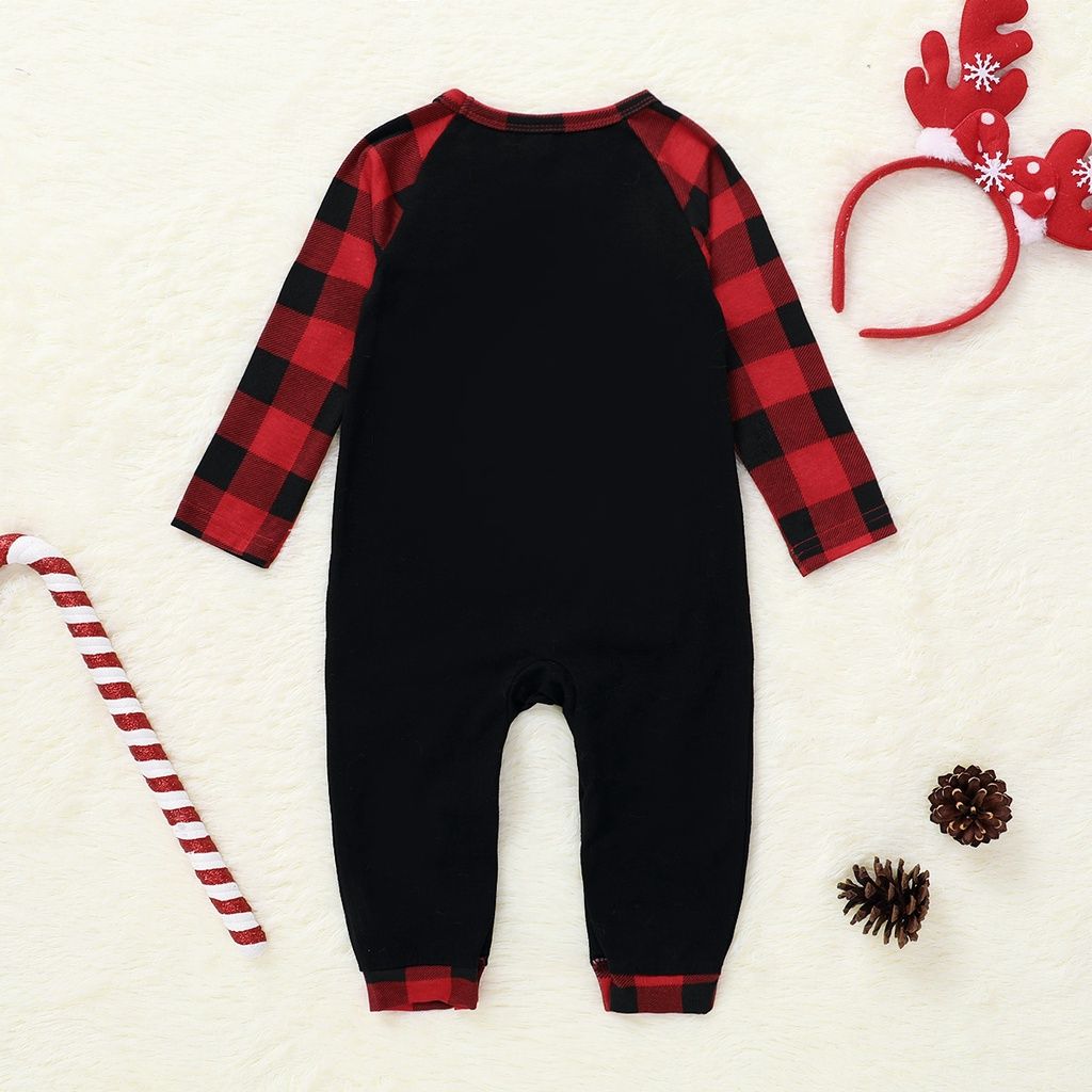 0-24 Months Baby Christmas Plaid Long Sleeve Romper