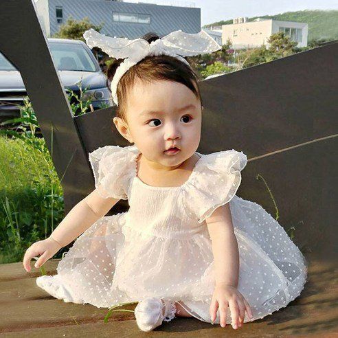 I AM BEBE Girl's Irene White Snow Summer Dress + Headband