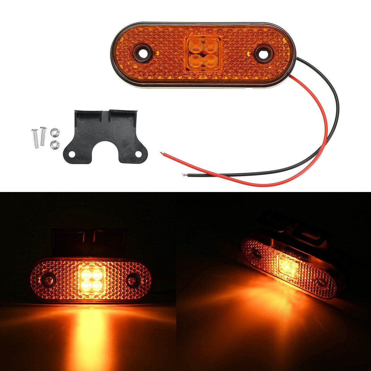 4 LED Truck Side Marker Lights 24V Turn Signals Lamps Tractor RV Trailer Lorry Pick-up Boats Car Back Light Clearance Lamp