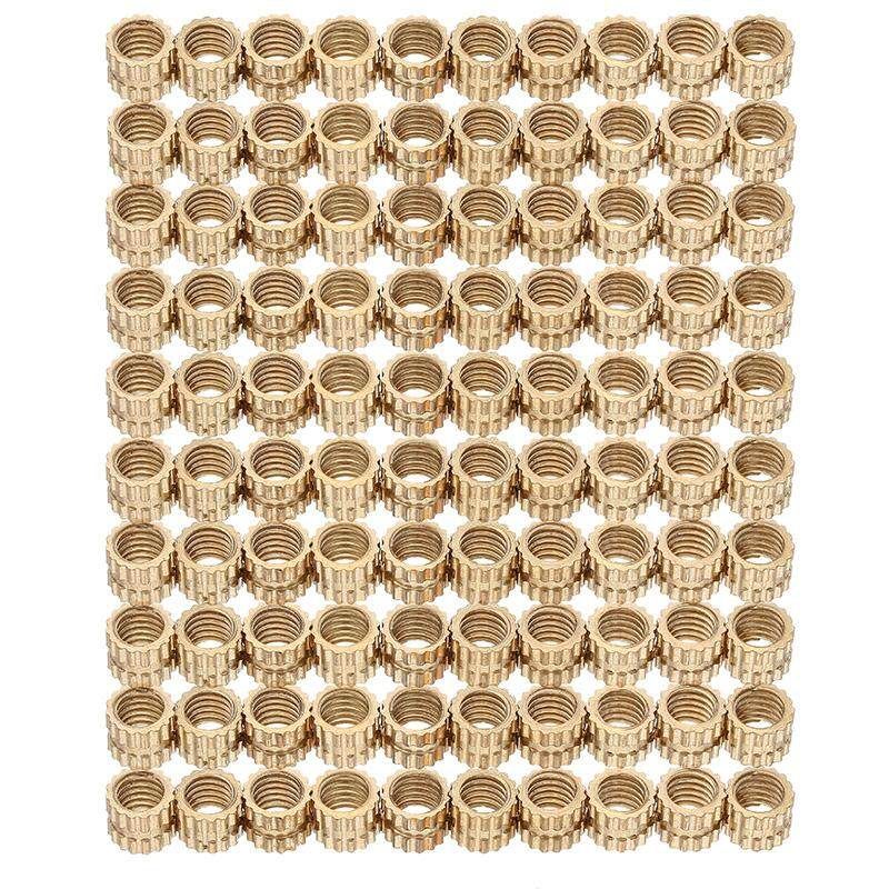 100Pcs M4 Brass Female Threaded Knurled Insert Embedded Nut