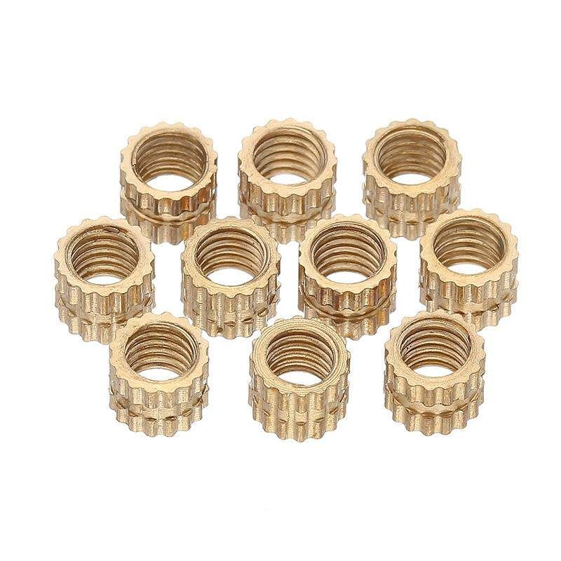 100Pcs M4 Brass Female Threaded Knurled Insert Embedded Nut