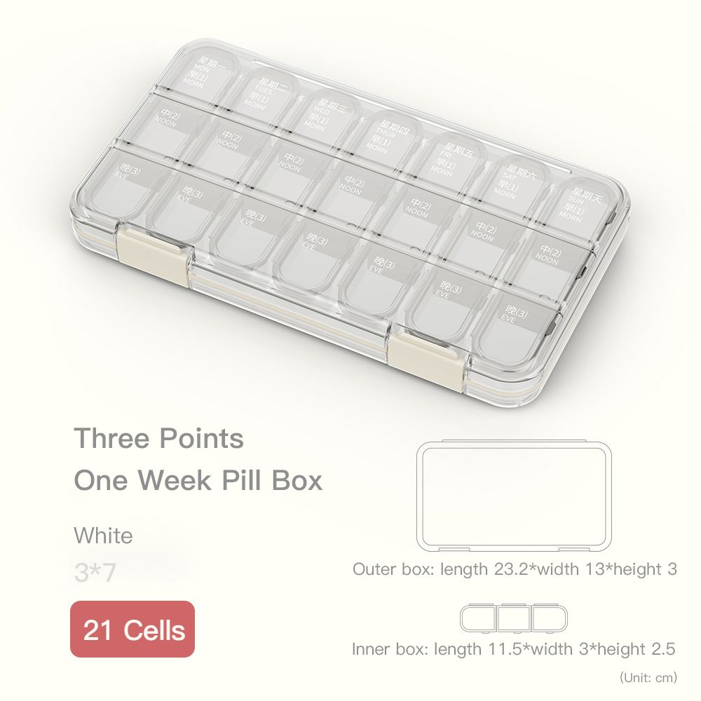 Pill Box Large Capacity Medicine Box 7 Days Pill Storage Weekly Tablet Organizer Vitamins Container Drug Dispenser 21grids-