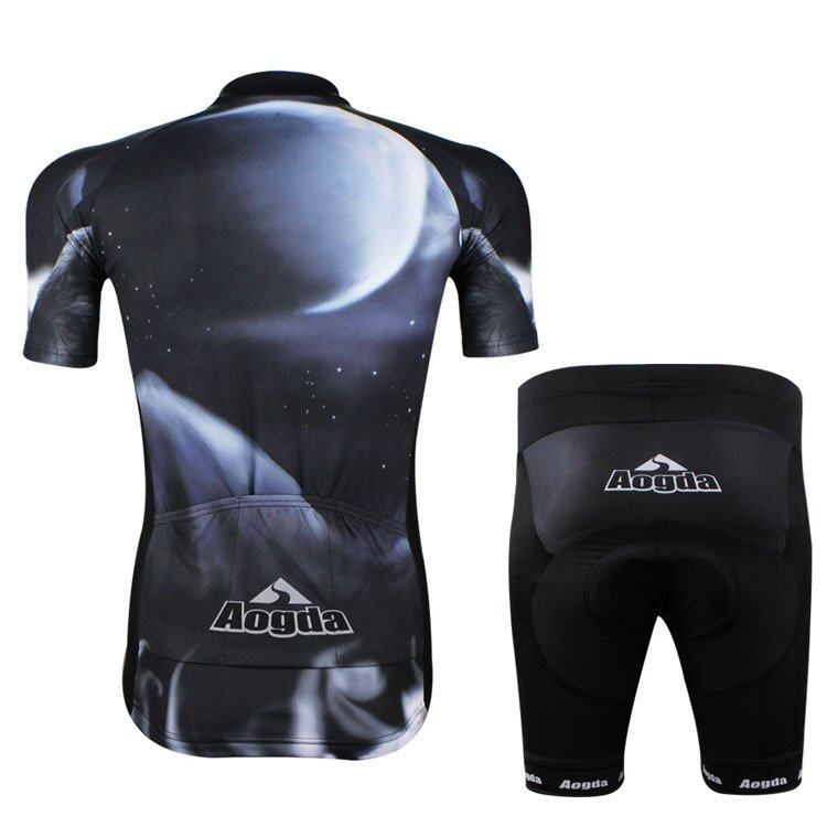 Personalized Pattern Men Short Sleeve Breathable Cycling Jerseys And Shorts Quick-Dry Bike Wear Aogda Bicycle Kit Wolf Howls At Night