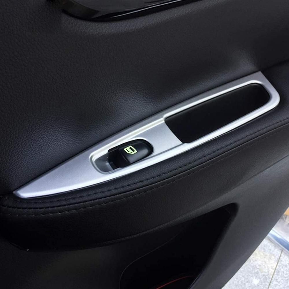 4Pcs Glass Switch Trim Frame Window Lift Armrest Switch Trim Patch for Nissan Rogue Sport Qashqai J11 2014-2019