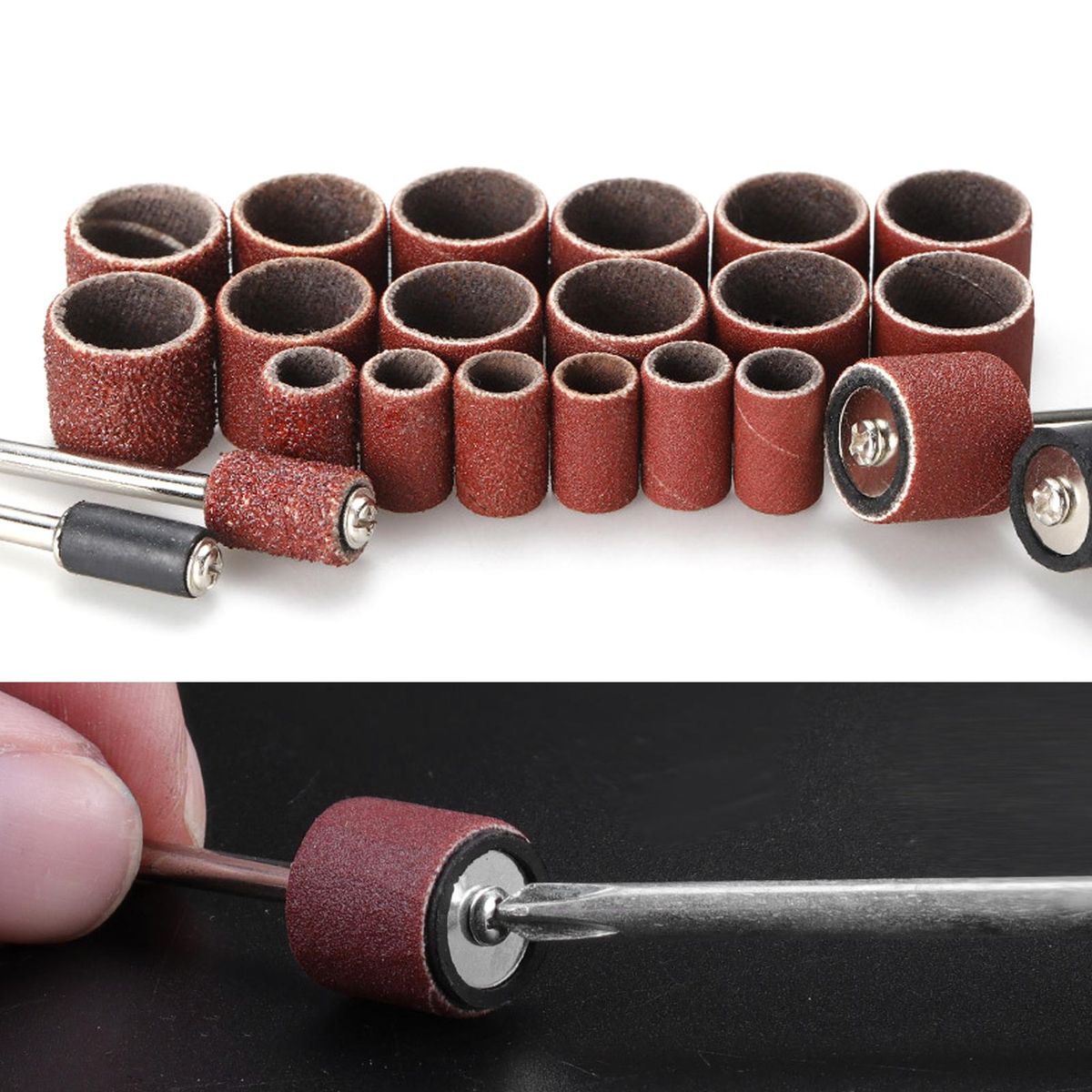 51 PCS Sanding Drum Kit for Power Rotaty Tool Includes 45 Sanding Bands and 6 Mandrels 240/150/80 Grit Sanding Sleeves for Wood Plastic Metal Jade Polishing Grinding