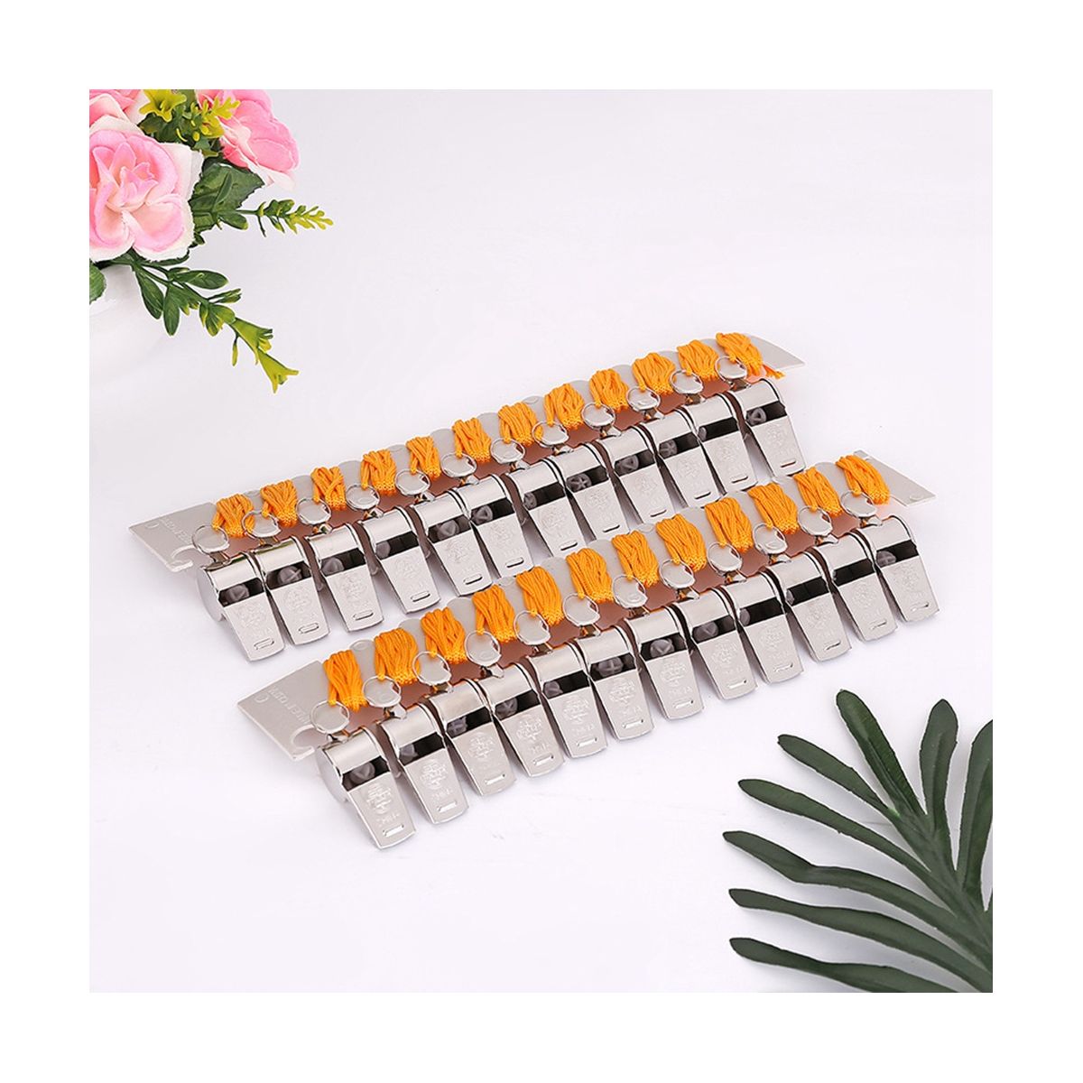 24Pcs Metal with Lanyard Whistles,Competition Referee