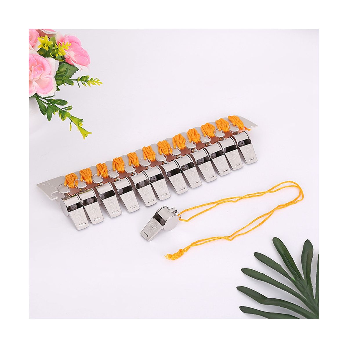24Pcs Metal with Lanyard Whistles,Competition Referee