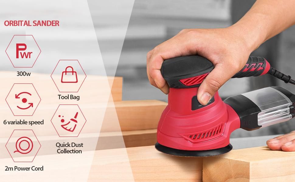Meterk 300W Orbit sander FL117 includes 20pcs sanding papers and polishing pad  US
