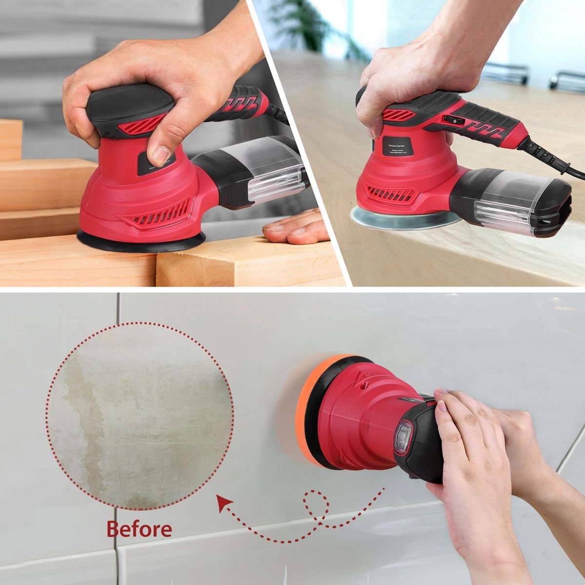 Meterk 300W Orbit sander FL117 includes 20pcs sanding papers and polishing pad  US