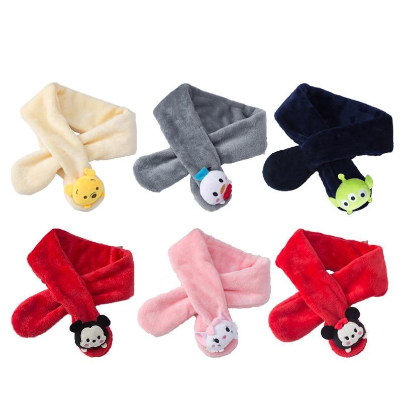 Boys And Girls Coral Fleece Scarf Autumn And Winter Thickened Warm Scarf Windproof Cross S