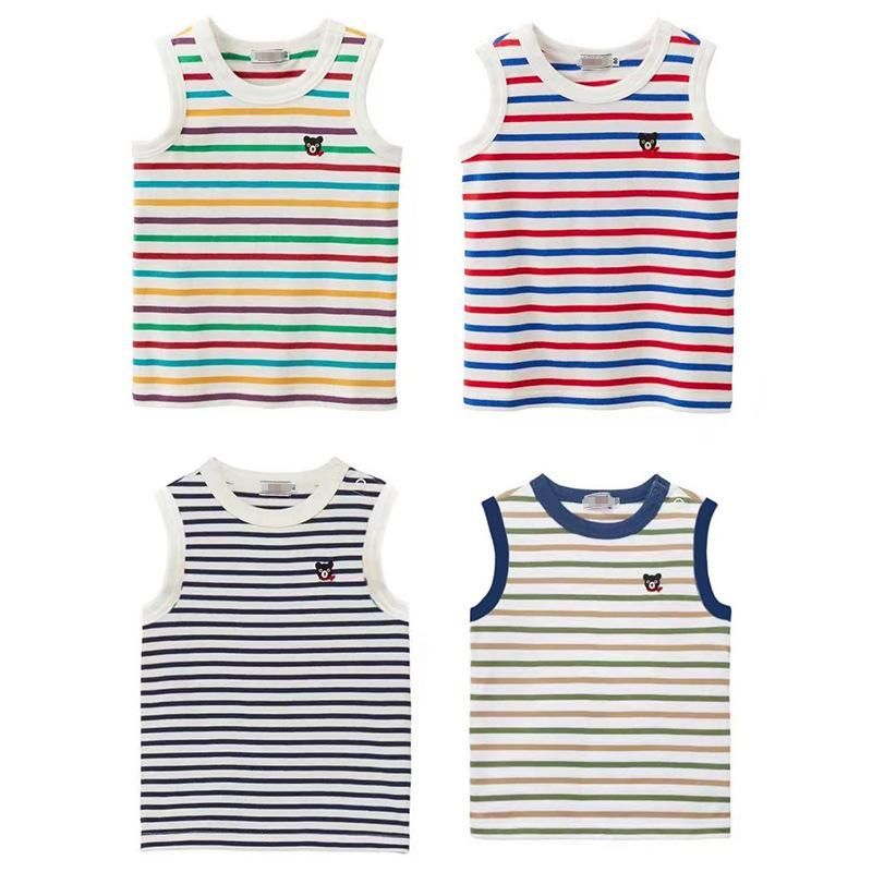 New Boys And Girls Baby Mk Classic Cotton Multi-Color Yarn-Dyed Color-Stripes Single Jerse