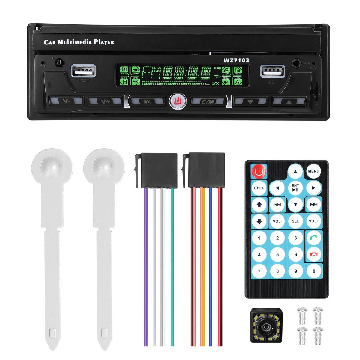 7 Inch Single Din Car Stereo with Telescopic Touchscreen FM Radio BT MP5 Player Support Carplay Android Auto Phone Link Hands-Free Calling TF/UBS/AUX-IN Reverse Picture Steering Wheel Control