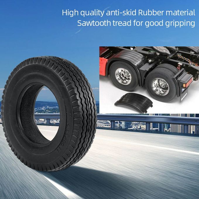 6x Rubber Tire Tyres Cover For 1/14 Tamiya RC Crawler Buggy Trailer