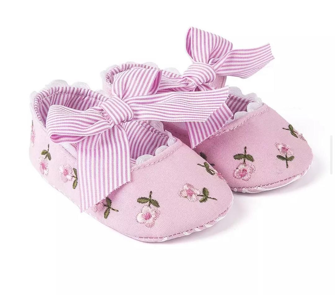Toddler Girl Crib Flower Shoes - Pink