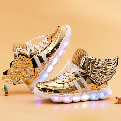Kids' Colorful Light-emitting Shoes Angel Wings Boys' Shoes Gold