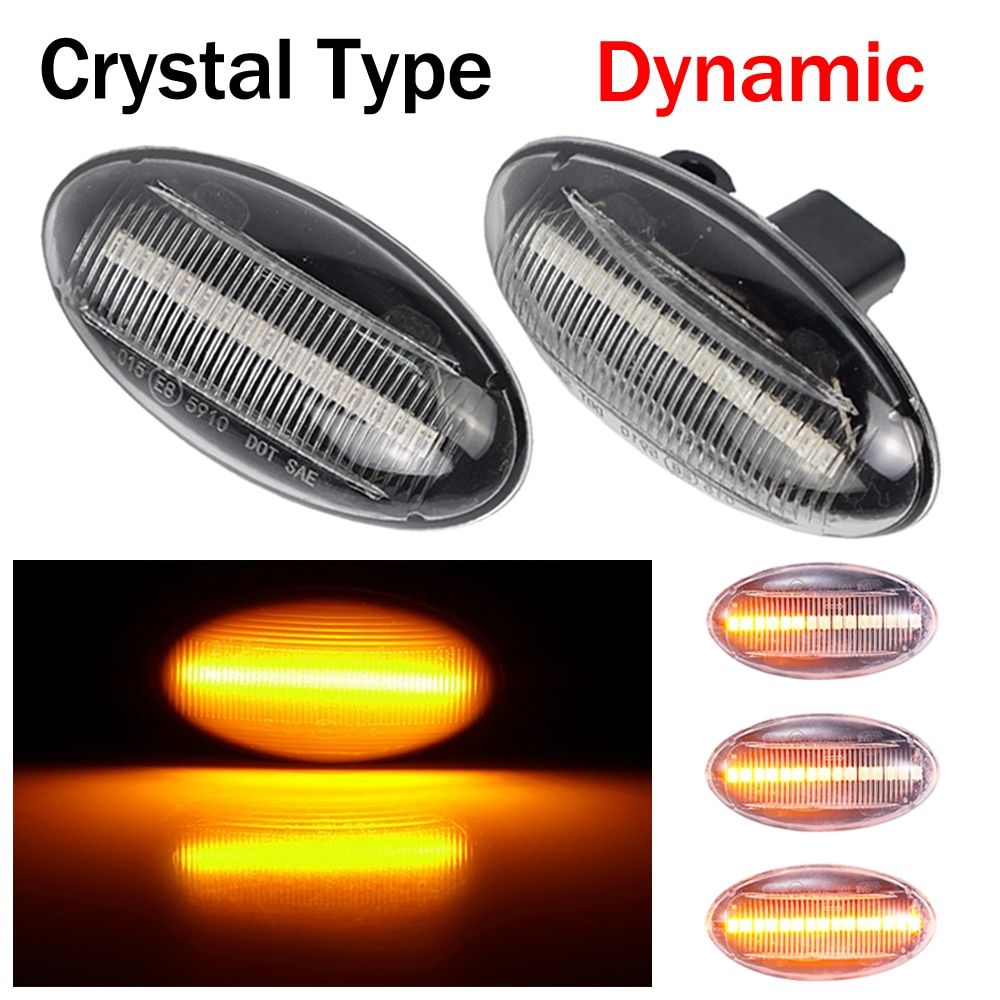 For Peugeot 307 206 407 107 607 Citroen C1 C2 C3 C5 LED Dynamic Turn Signal Light Flowing Water