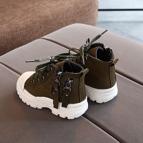 Boys Mid-cut Short Outdoor Single Martin Boots All-match Children's Green Shoes