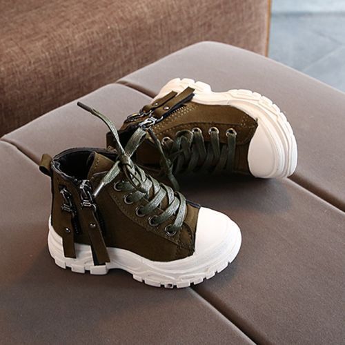 Boys Mid-cut Short Outdoor Single Martin Boots All-match Children's Green Shoes