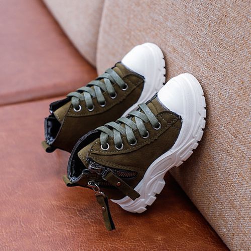 Boys Mid-cut Short Outdoor Single Martin Boots All-match Children's Green Shoes