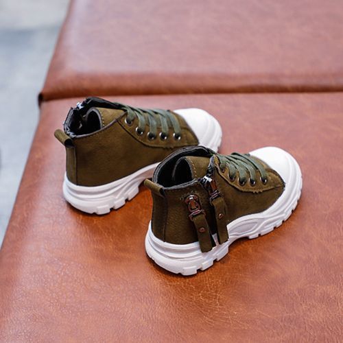 Boys Mid-cut Short Outdoor Single Martin Boots All-match Children's Green Shoes